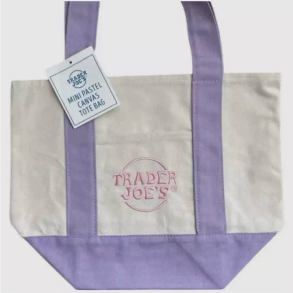 NEW Trader Joe’s Pastel Canvas Mini Tote Bags Set of 4 - Picture 3 of 5